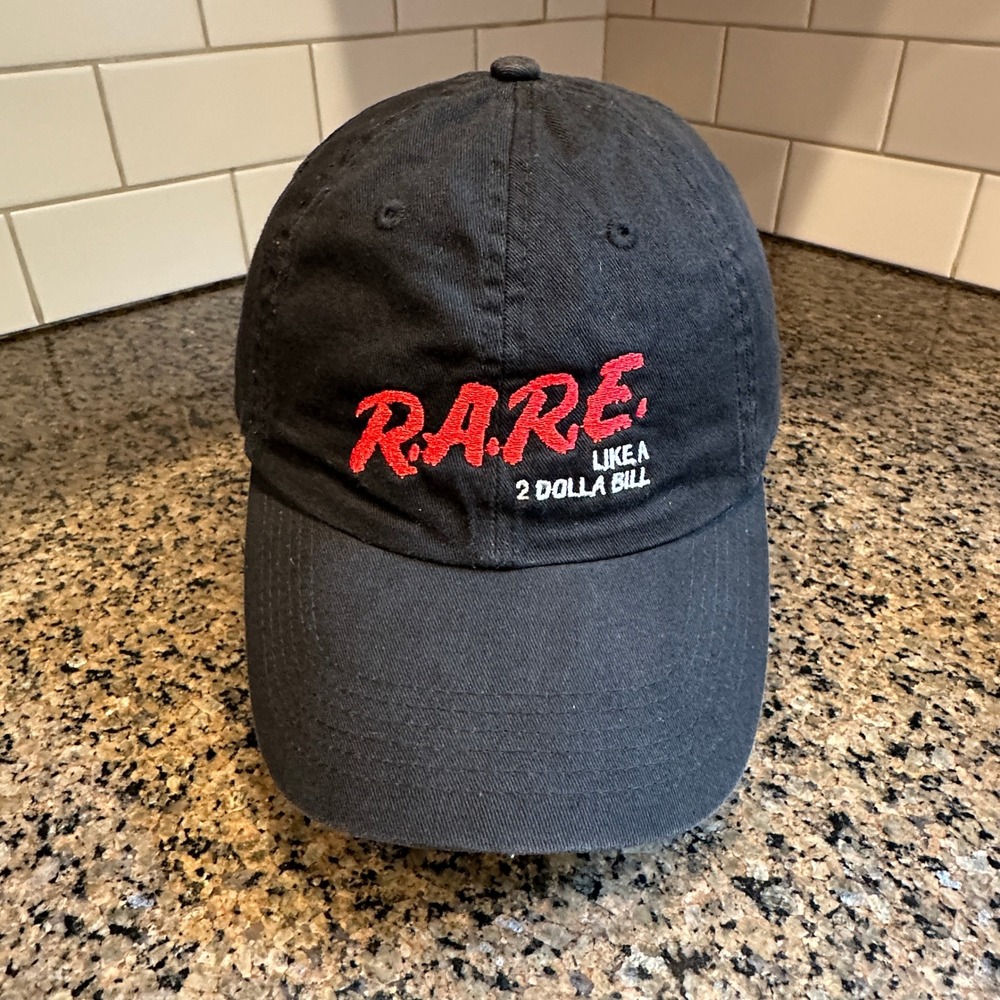 Rare Like A 2 Dolla Bill Dad Hat Baseball Cap Mens OSFM Black Cotton